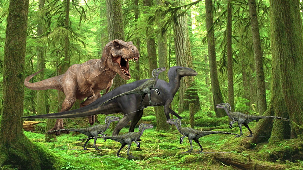 Image result for picture of a T rex and raptor