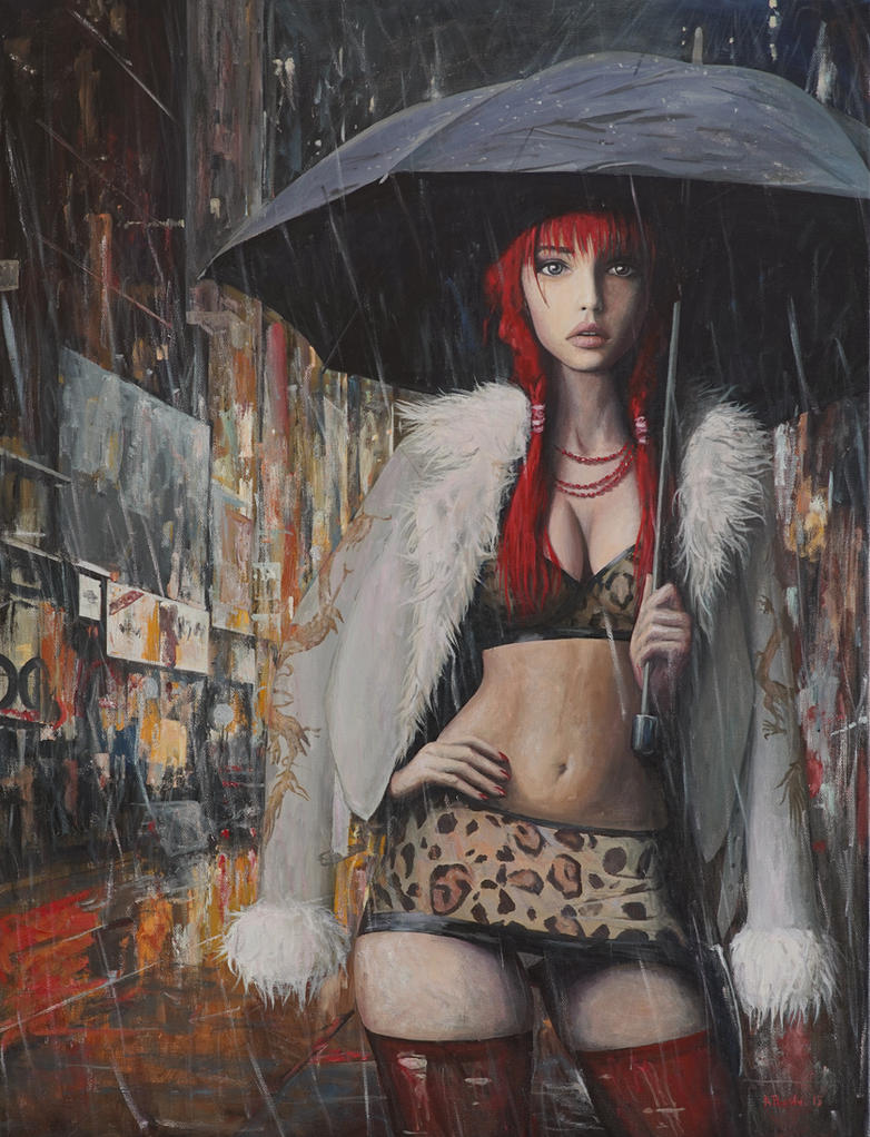 Prostitute in Paris - oil painting by borda
