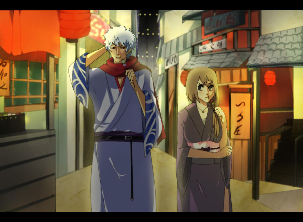 Gintama|Gintoki and Yuhi.The night if lights. by Skai-V