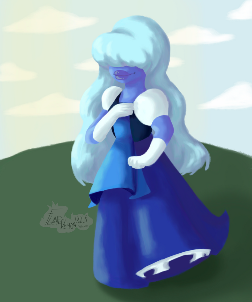 Ok so, the background sUCKS but i didn't know what to put there and i wanted to practise this painting/lineless style some more, and what better to do with this than to draw lil Sapphire?? Sapphire...