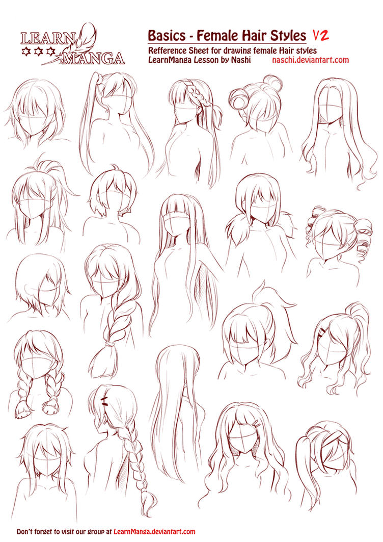 Learn Manga Basics Female Hair styles V2 by Naschi on DeviantArt